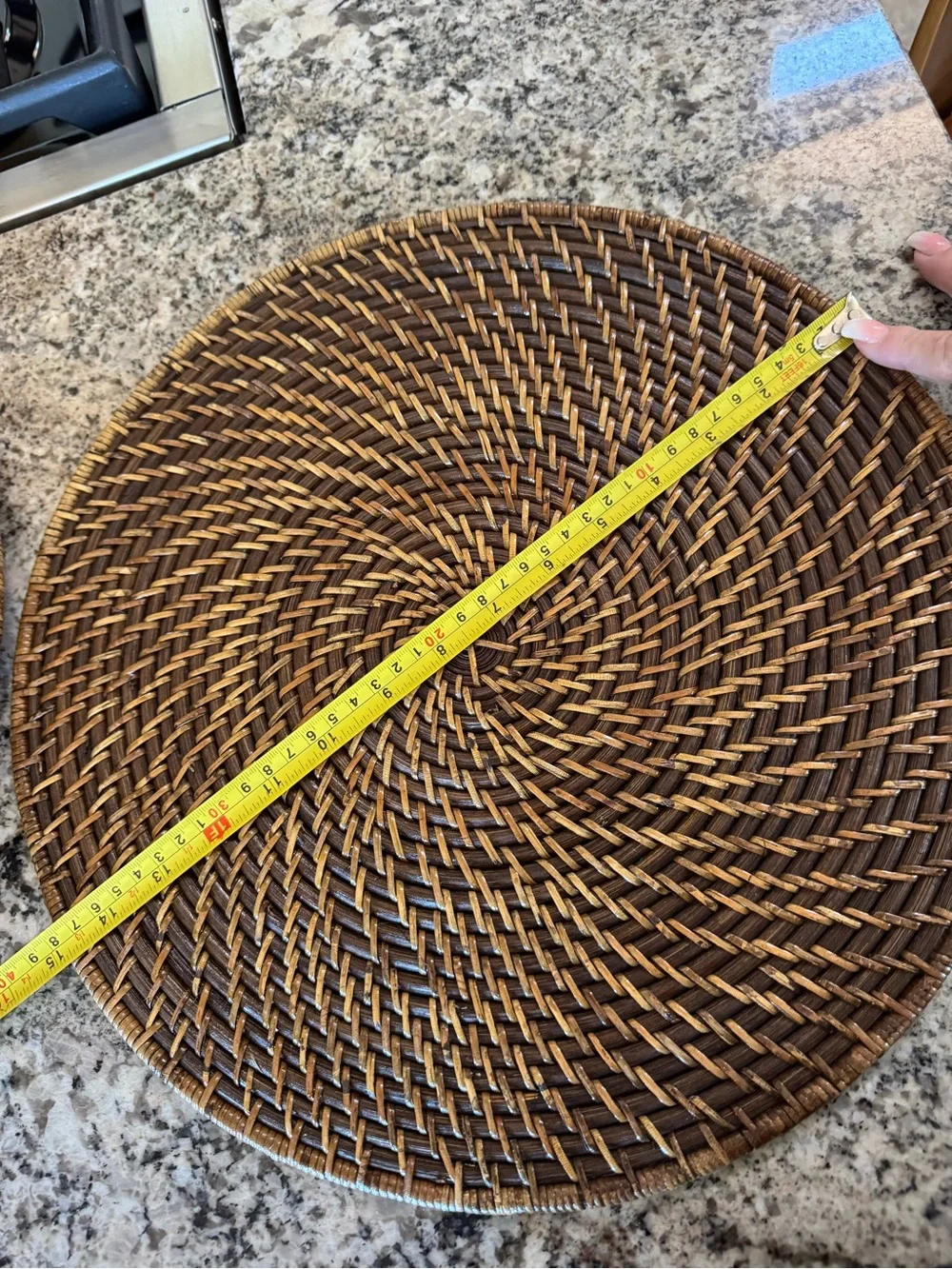 Woven Round Rattan Placemats - Brown Set